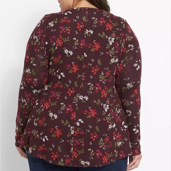 Lane Bryant Long Sleeve Scoop Neck Fit Flare Hacci Top Size 18 / 20 NWT - Picture 2 of 10